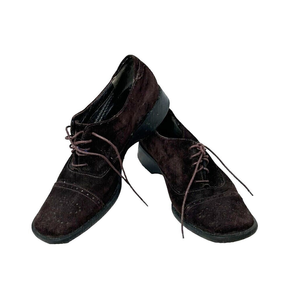 Bruno Magli Womens Size 8 Brown Suede Slip On Lace Up Casual Oxford Loafers